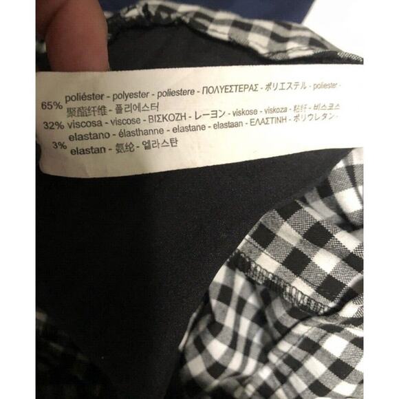 ZARA Paperbag Checker Tie Shorts Hi Waist Ruffles Side Zip Pockets S Black White - Picture 9 of 15